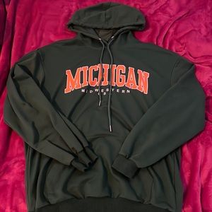 Over sized MICHIGAN thermal lined drawstring hoodie
